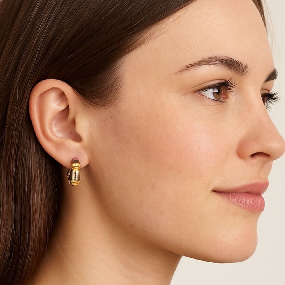 Two Toned Hoop Earrings Silver Gold Small New